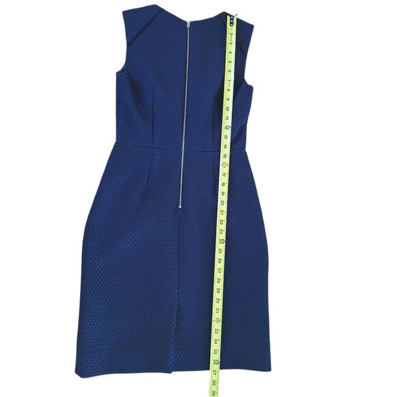 J Crew Portfolio Dress Matelasse Classic Sheath Lined Office Navy 4 Sleeveless - Picture 12 of 16